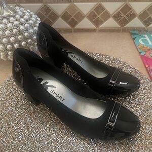 Anne Klein Sport Black Knit & Glossy Heels